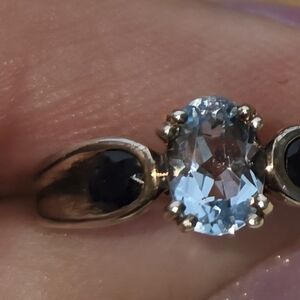 Aquamarine And Sapphire Silver Ring